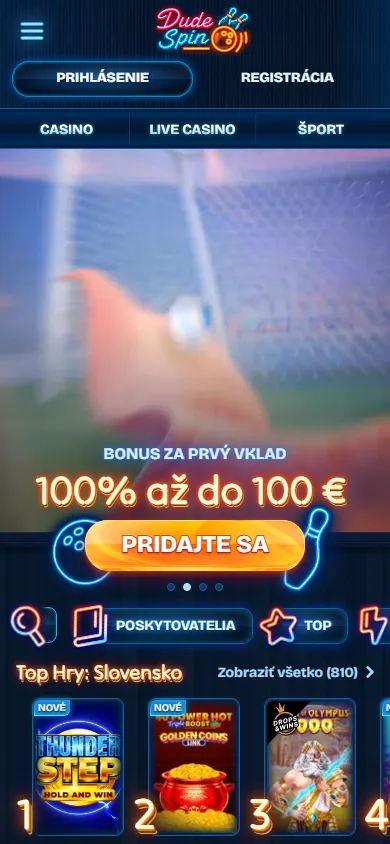 Dudespin Casino mobile browser homepage