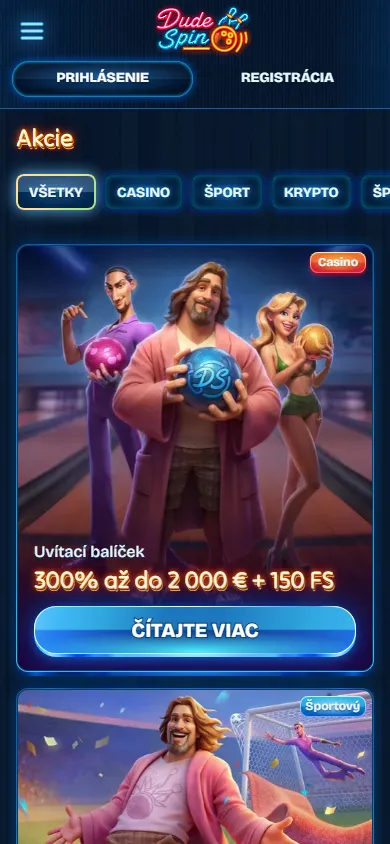Dudespin Casino mobile promotions area with bonus offers